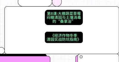 第8节：【大棚蔬菜草莓】闷棚清园与土壤消毒的&ldquo;桑拿浴&rdquo;，课程：《经济作物冬季清园&middot;实战防坑指南》#识农AI